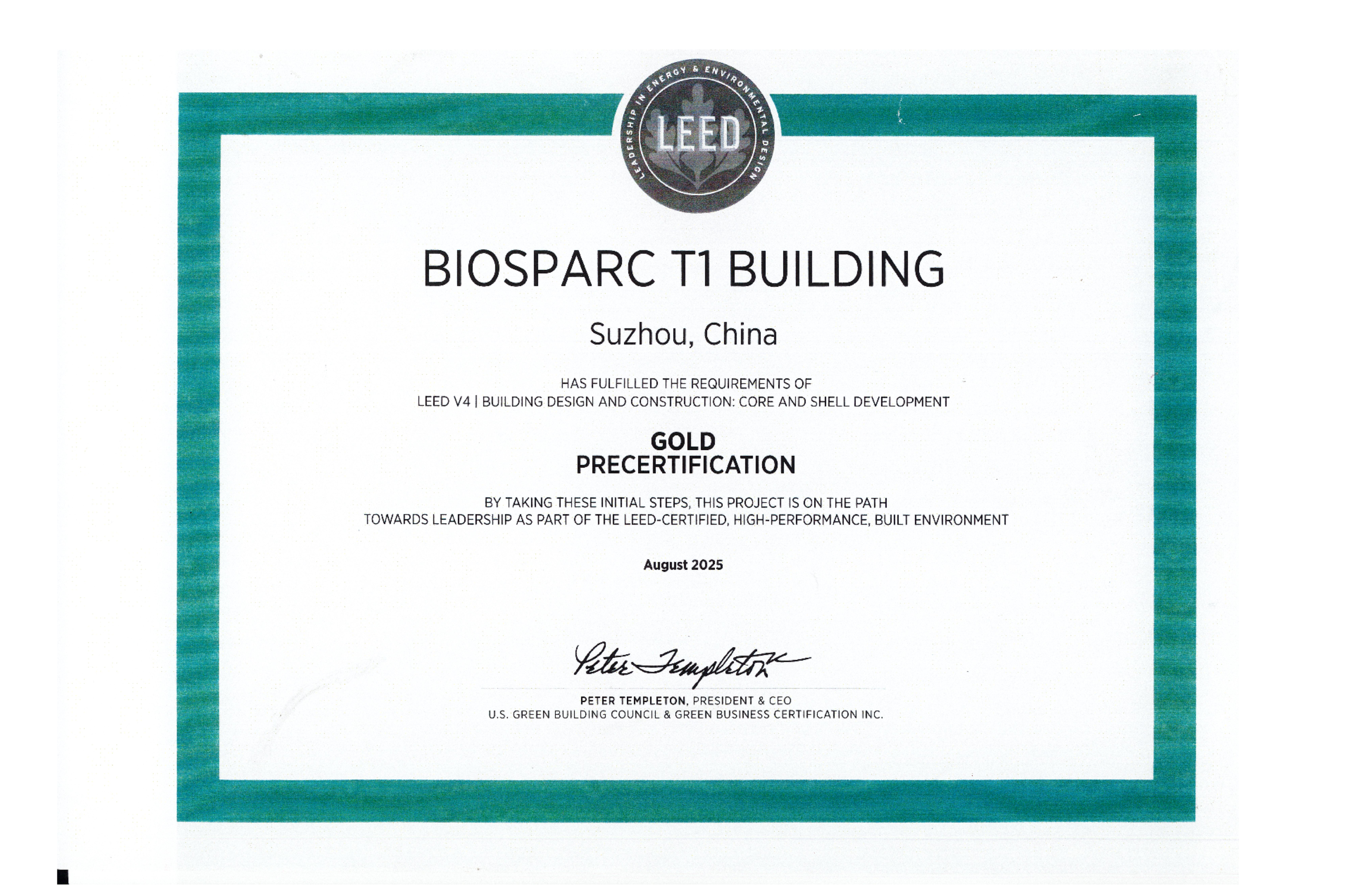 LEED v4 Gold Precertification